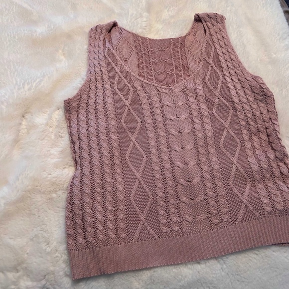 Dusty Pink Knit Tank Top V-Neck Sleeveless - Picture 7 of 8